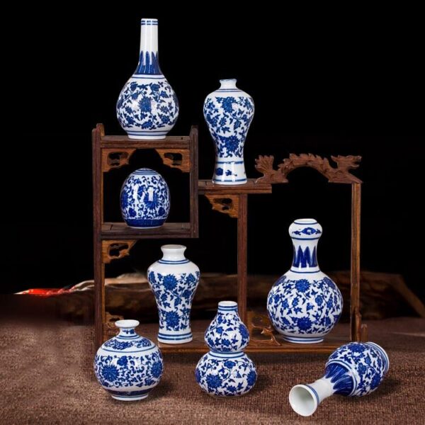 Mini Blue-and-White Gourd Bud Vase