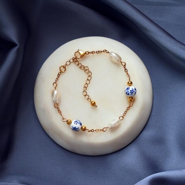 Chinoiserie Porcelain & Pearl Bracelet