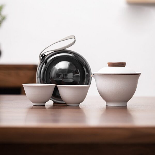 Portable Kung Fu Travel Tea Set with Pot, Two Cups, and Carry Case
